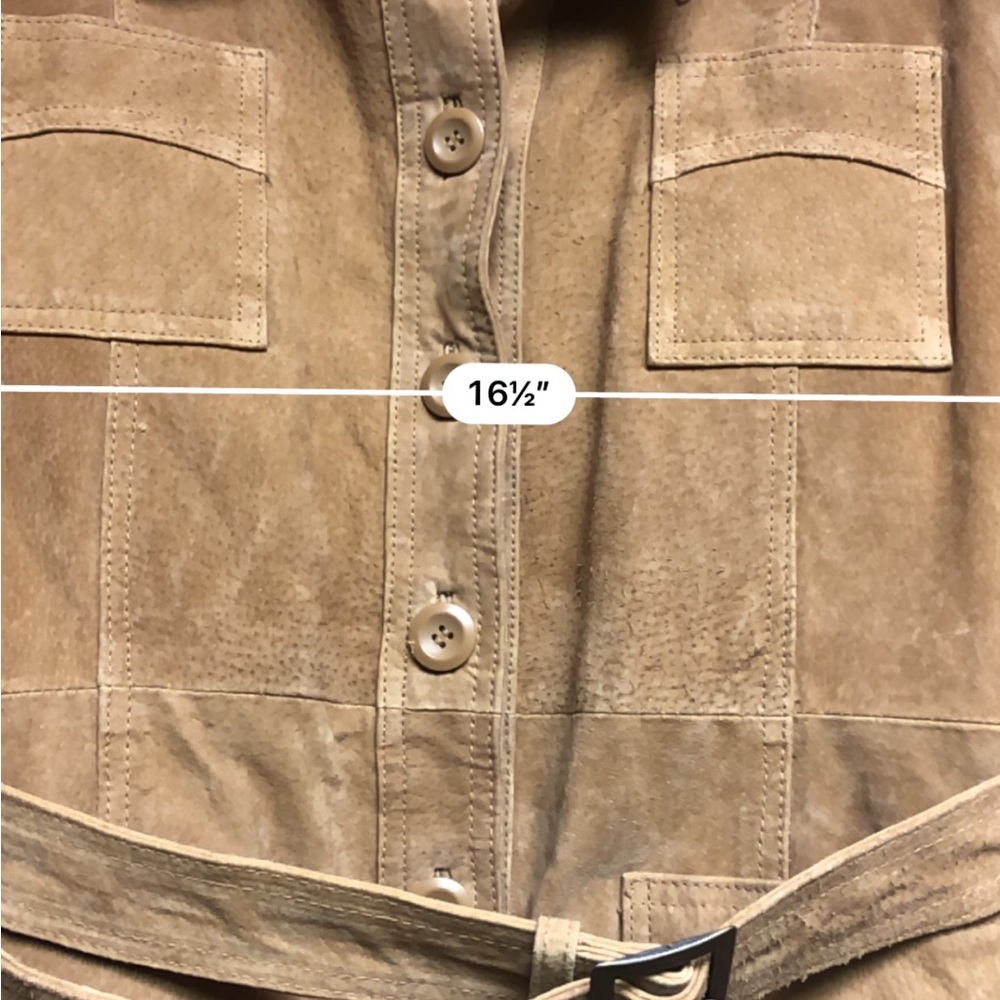 Vintage suede leather trench coat. Brown. XL. Some wear on sleeve. GUC - Picture 5 of 6
